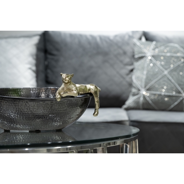 69-120159 Блюдо "Ягуар" металл черн./зол. 32,5*25*14,5см