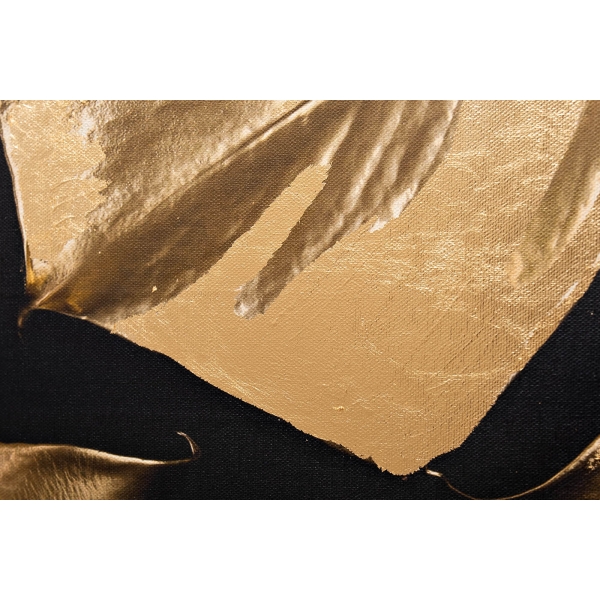 89VOR-MONSTERA GOLDEN-2 Холст "Золотые листья монстеры-2" 100х70 см, багет( латунь),поталь