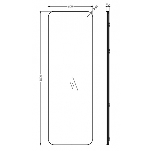 KFG099 Зеркало в металлической раме цвет хром 60*180см