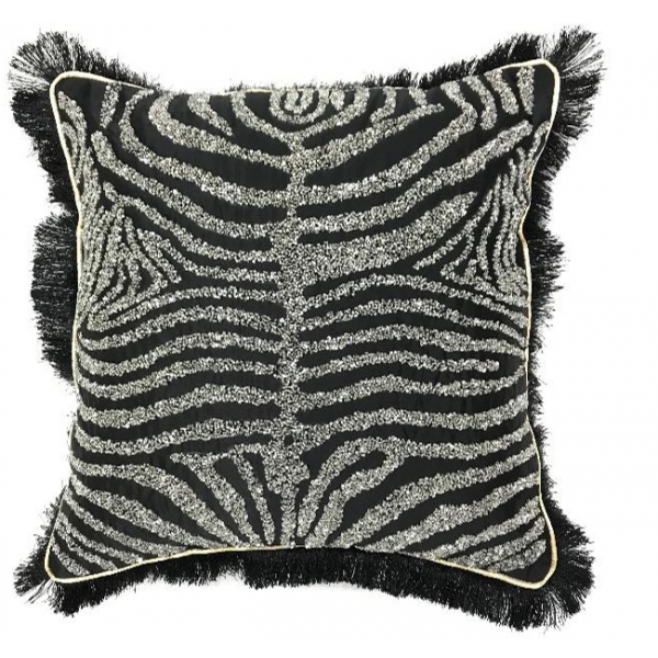 70SW-30308 Подушка с бисером "Зебра" черный 45*45см