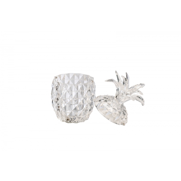 55RD5606 Статуэтка- шкатулка  "Ананас" прозрачная с крышкой/подсветкой 15*14*22см