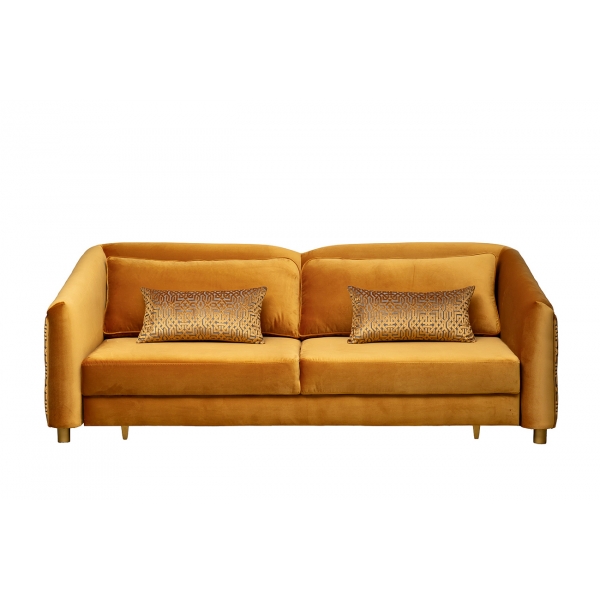 Диван Trevi 230М(К) трехм раскл с кантом оранж Velv ORANG+Lattice ORANG 232*103*88см