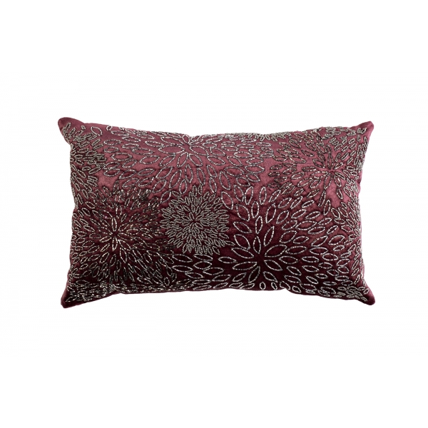 70SW-11120 Подушка с вышивкой "Огни" бордовая 30*50см