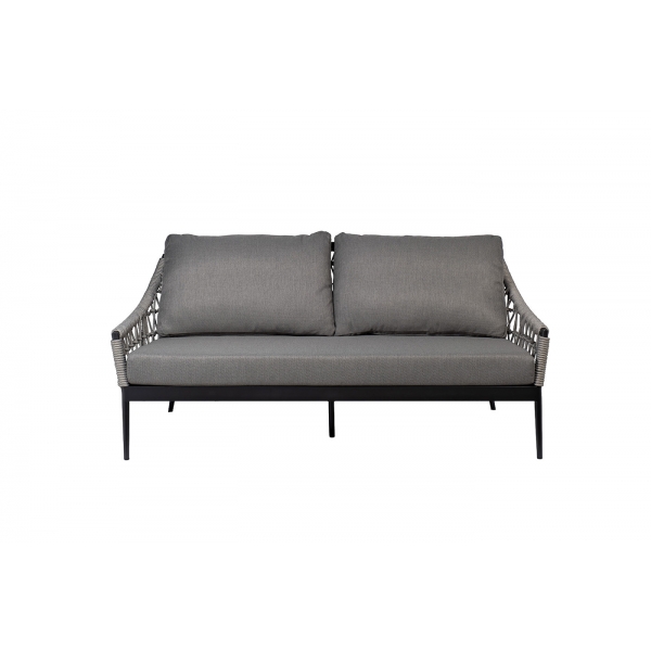 39AR-10628 Диван темно-серый двухместный "Марра" 177,5*81,5*83см, оплетка"сеть"