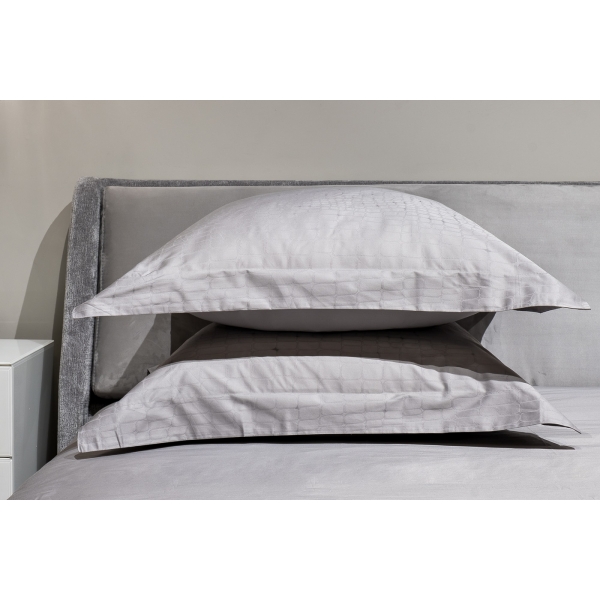 130HB- PC5070-NAV JAC SER Комплект наволочек сатин жаккард Серпенте серый 50*70(2шт)