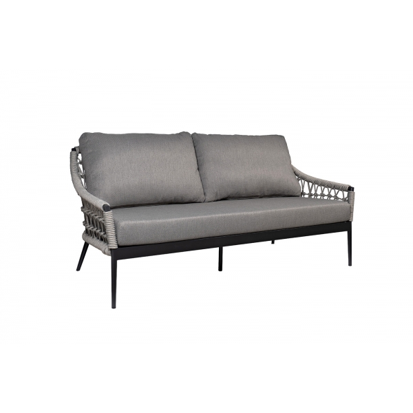 39AR-10628 Диван темно-серый двухместный "Марра" 177,5*81,5*83см, оплетка"сеть"