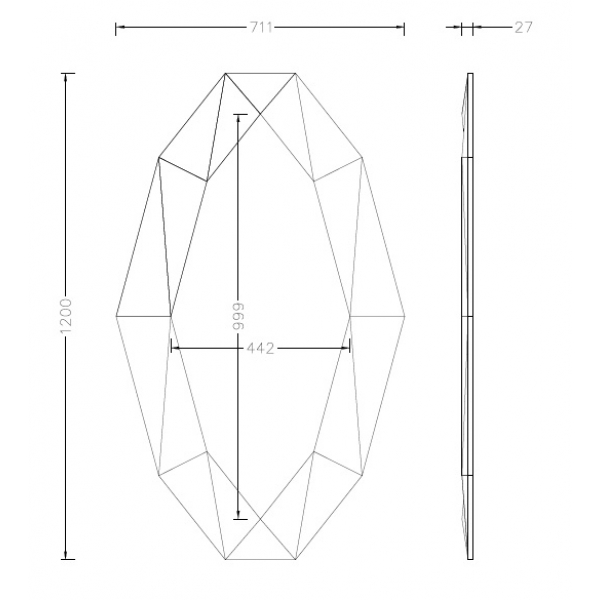 KFG133 Зеркало в матовой зеркальной раме 71*3*120см