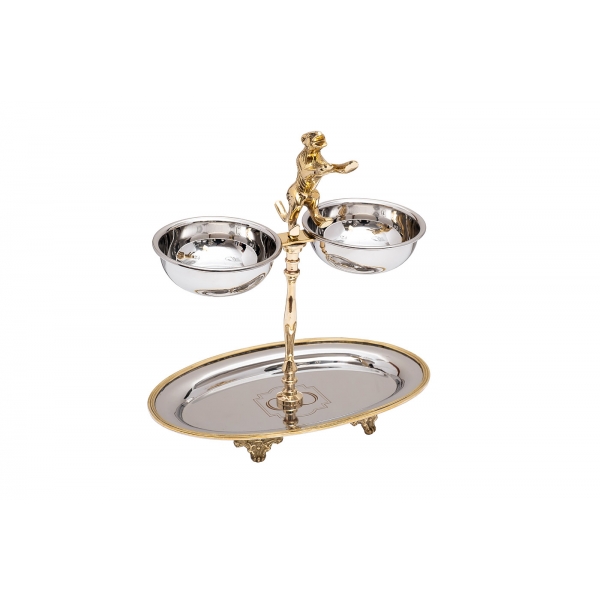 95IM-16534 Подставка д/закусок двухуровневая  н/ж сталь 25*17*29см