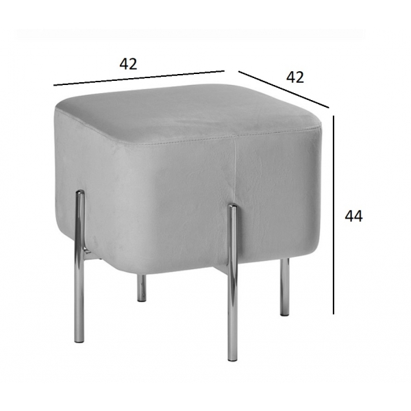 76AR-732BAN-SVSER Банкетка велюр светло-серый/хром 42*42*44см