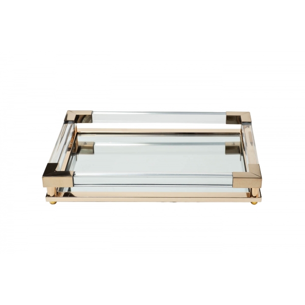 2K389137-G Поднос декоративный зеркальное основание, цвет золото 40*30*5см