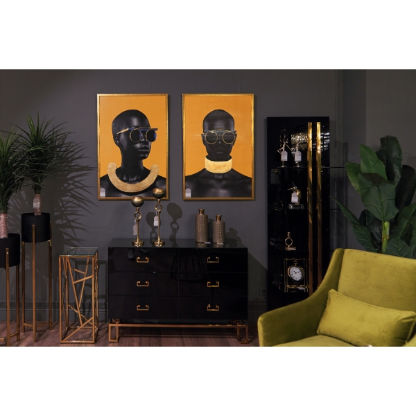 89VOR-AFRICAN GIRL3 Холст "Африканка-3" 100х70 см, багет алюм(зол)