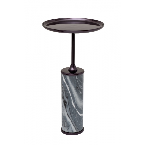 69-22465 Стол журнальный мрамор/метал. цвет черный d35*h65см