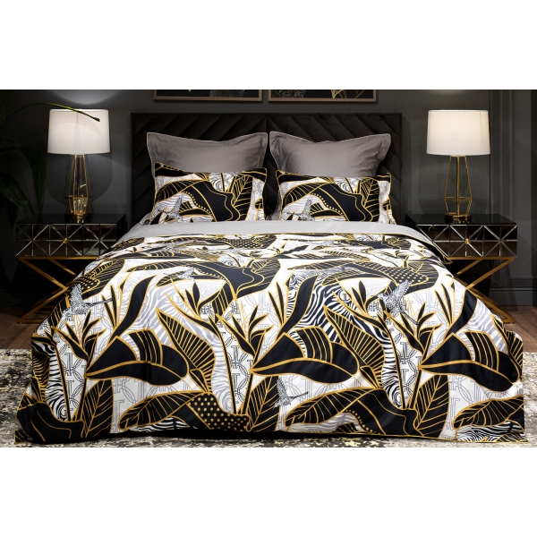 130HB-10605 Набор постельного белья Тропики,полуторный,нав.50*70(2шт) зебра/серый