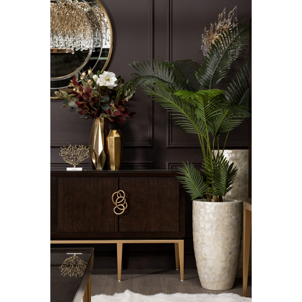 9F28558-GR Веточка эвкалипта с цветами листья зеленые 72см(24)