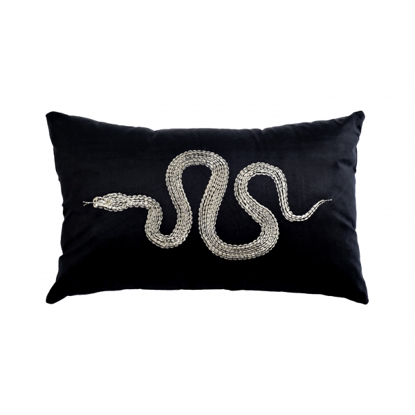 70SW-19590 Подушка с вышивкой "Серпенте" черная 30*50см
