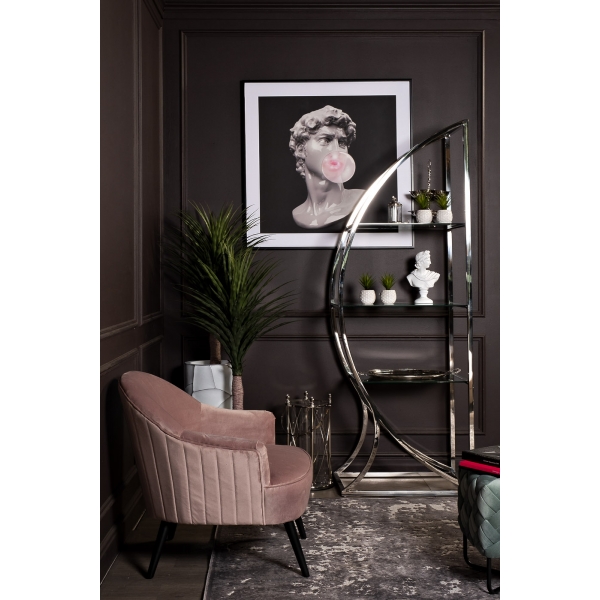 KFG087 Стеллаж "Полусфера" прозрачное стекло/хром 71*48*202см