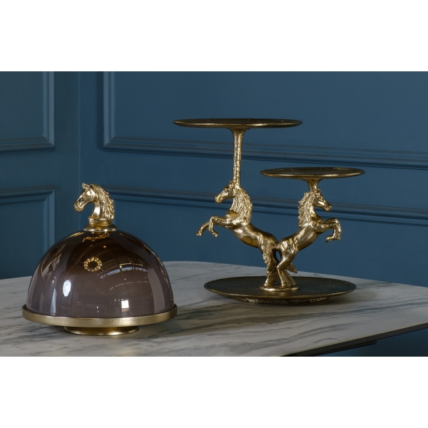 69-22295 Блюдо с крышкой декоративное "Horse" d26*Н25.5см