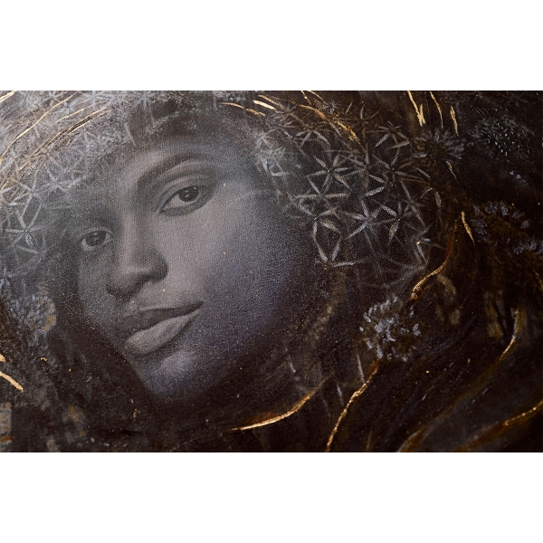 89VOR-AQUARELLE40 Холст "Нежность" 100*100 см,дерев.багет латунь, поталь