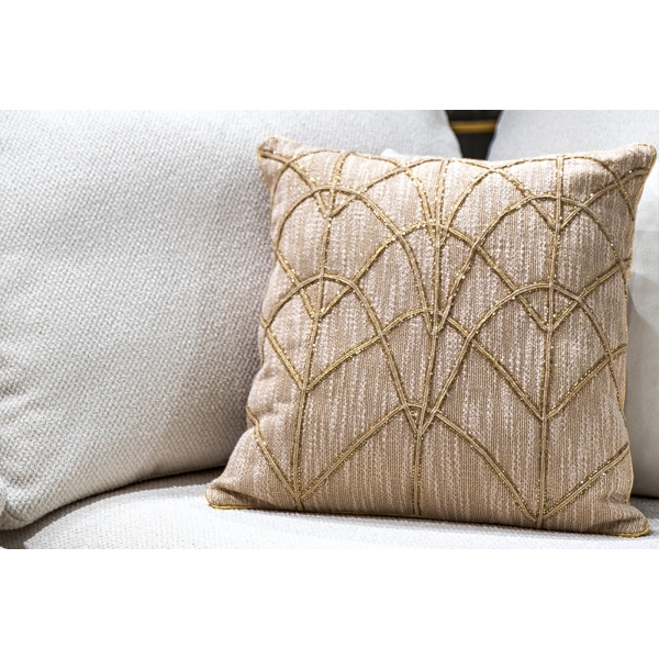 70SW-11122 Подушка с бисером "Арт Деко" бежевая 45*45см