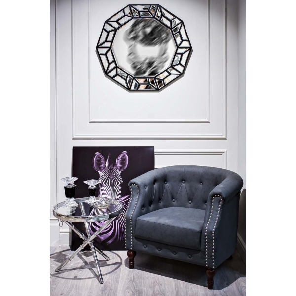 13RX6035-SILVER-Стол журнальный стекло прозр./серебро d50*50см