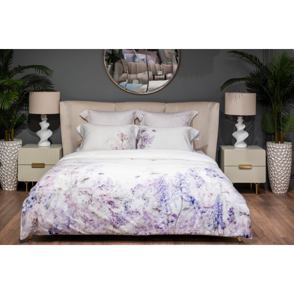 130HB-00071 Комплект постельного белья сатин принт Фиори,сиренево-белый,200*220- 1шт,50*70 -2шт