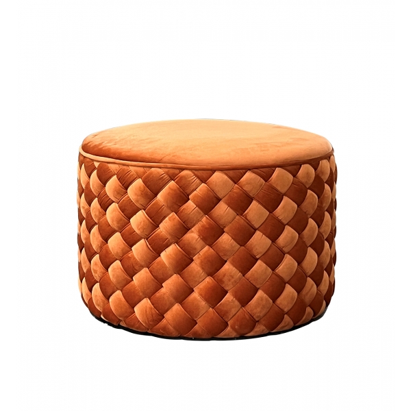 N-PUF304 TER Пуф плетеный, велюр терракотовый d60*42см