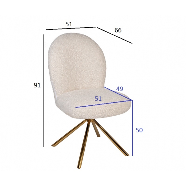30C-12390 Стул обеденный поворотный букле белый 66*51*91см