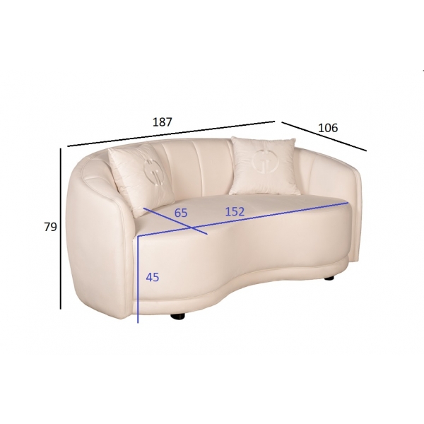 102AN-33822 Диван двухместный бежевый 187*106*79см (без канта)