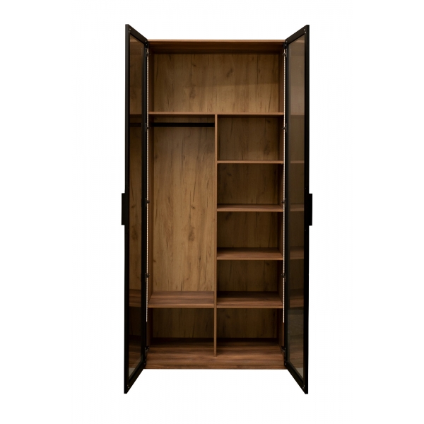 GD-10005-2 Шкаф Alto двухдверный c полками, цвет дуб Барокко, дверцы стекло 100*57*228.5см