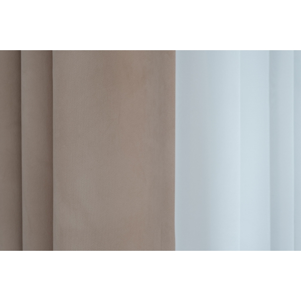 121GD-00019  Портьера Silkу 5 бежевая на подкладке 275*260