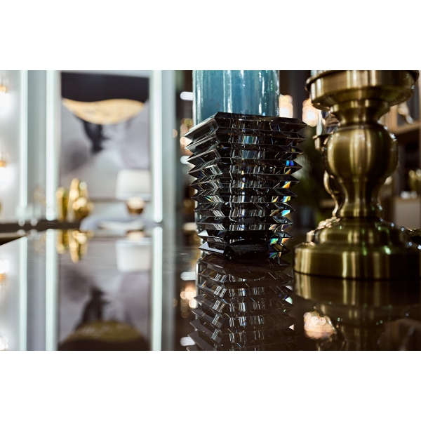 XVB3461S Ваза-подсвечник "хрустальная" цвет серый 13.5*13.5*19см