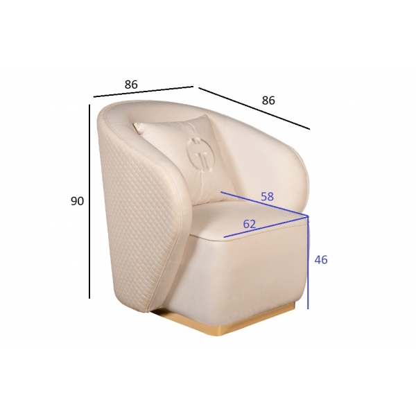 102AN-84110 Кресло Olten, велюр кремовый 86*86*90см (без канта)