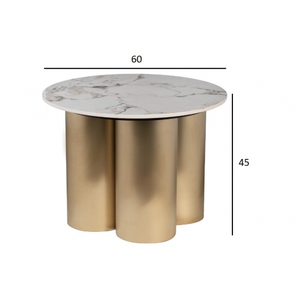 76AR-63043 Стол журнальный керамогранит белый d60*45см