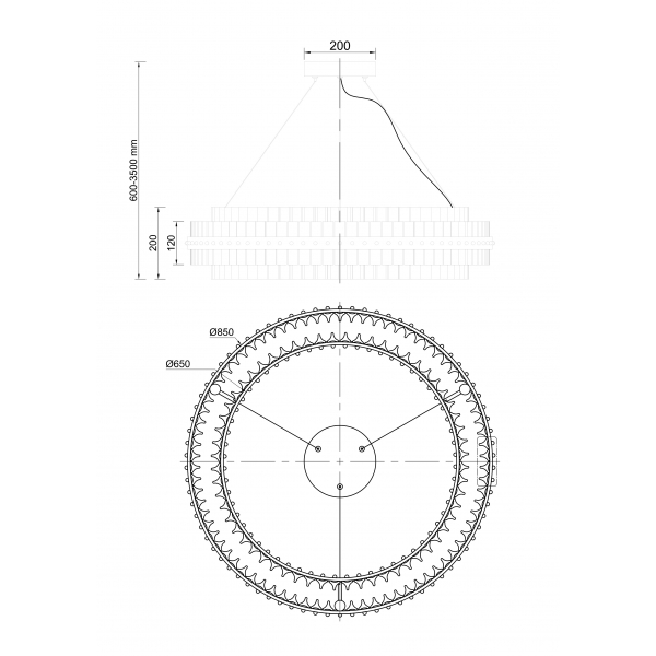 91GH-30868 Люстра подвесная "Galaxy" стекло прозрач. d85*h20см