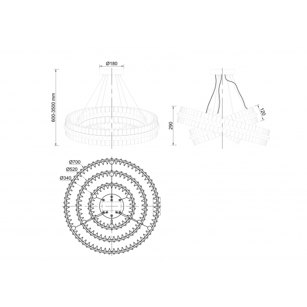 91GH-30867 Люстра подвесная "Galaxy" стекло прозрач. d70*h29см