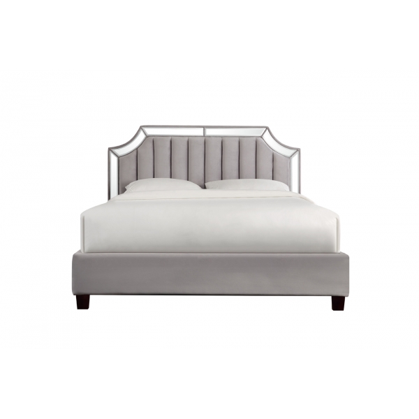 N-BD1894V GR Кровать с зеркальными вставками серая 214*172*127см