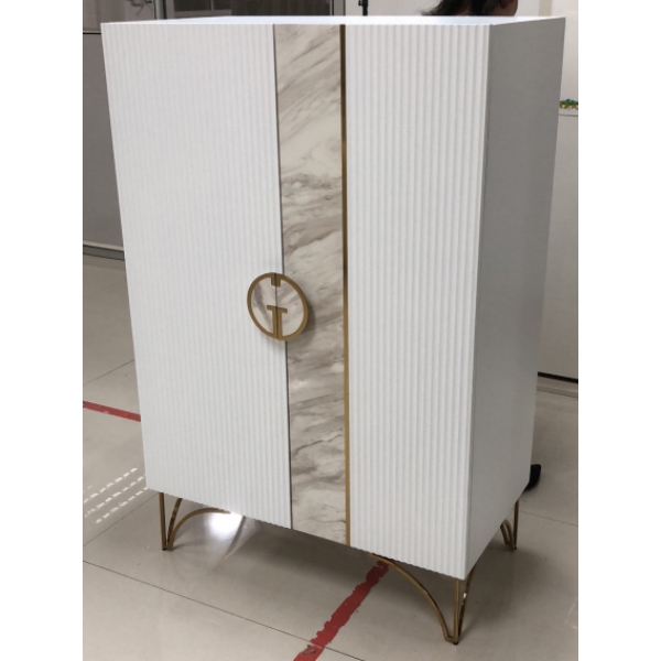 GD-CHH20207 Комод высокий Plisse белый/золото 90*50*140,5см