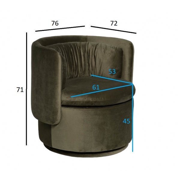 ZW-KRES-061 ZEL Кресло поворотное велюр зеленый 76*72*71см