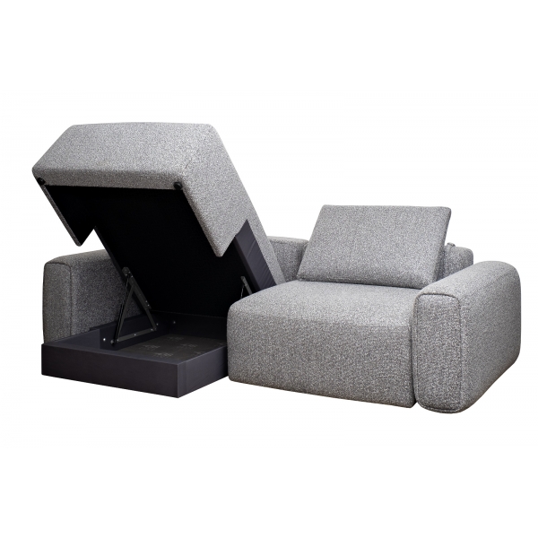 Диван трехместный Turin с канапе и мех черно/серый Santo1606 255*163,5**68см