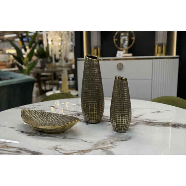 18H7827-S Ваза с золотым декором d10*25см