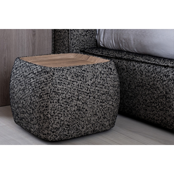 Столик прикроватный мягкий Runa шенилл серая Seppia Ser 49*49*27см