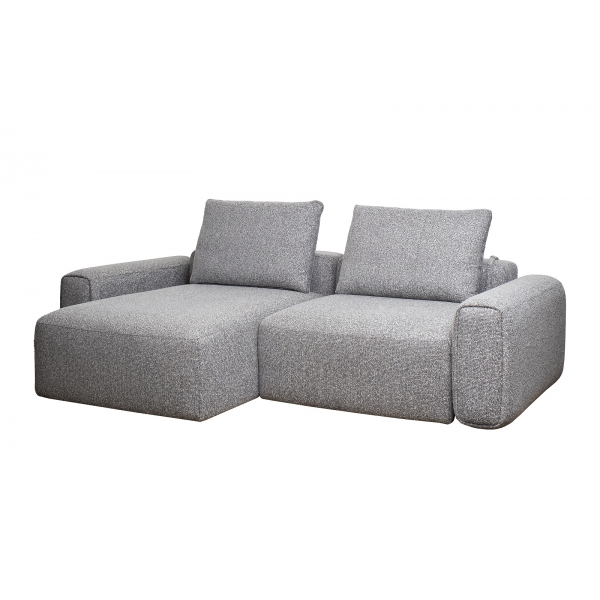 Диван трехместный Turin с канапе и мех черно/серый Santo1606 255*163,5**68см