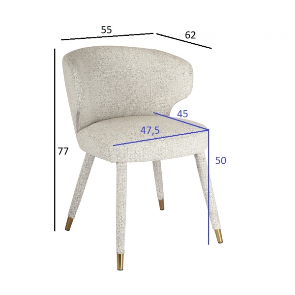 30C-13780 Стул обеденный шенилл белый 55*62*77см