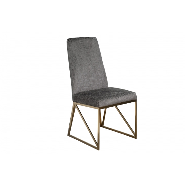 30C-20140 Стул велюр шенилл серый/браш.золото 49*65*99см