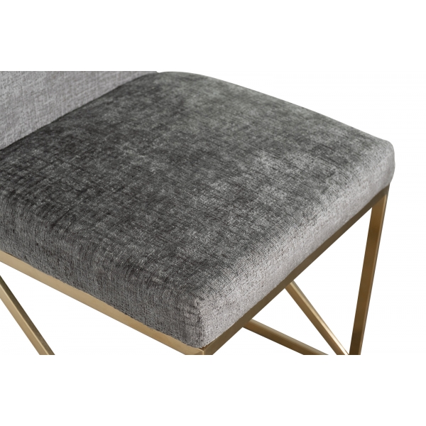 30C-20140 Стул велюр шенилл серый/браш.золото 49*65*99см