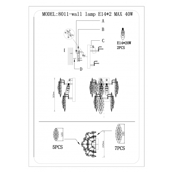 62GDM-8011 Бра 27*h30см