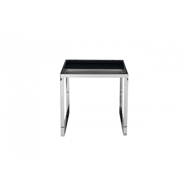13RX-50330 Стол журнальный черн.стекло/серебро 55*55*55 см
