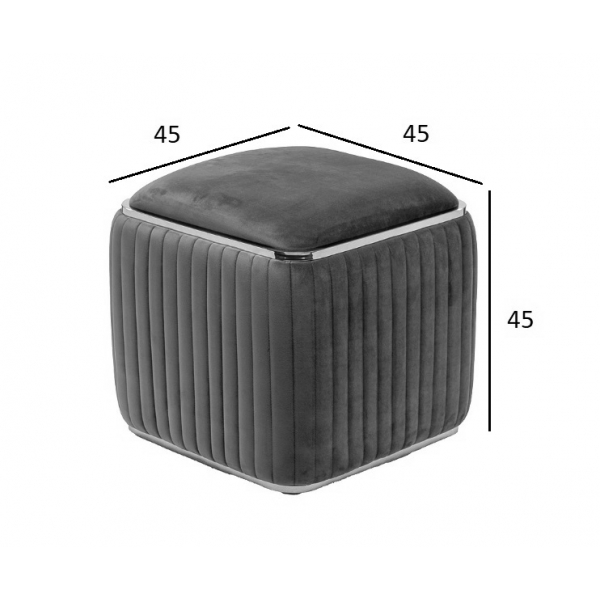 102AN-PUF-1300-SER Пуф Glarus, велюр серый 45*45*45 см