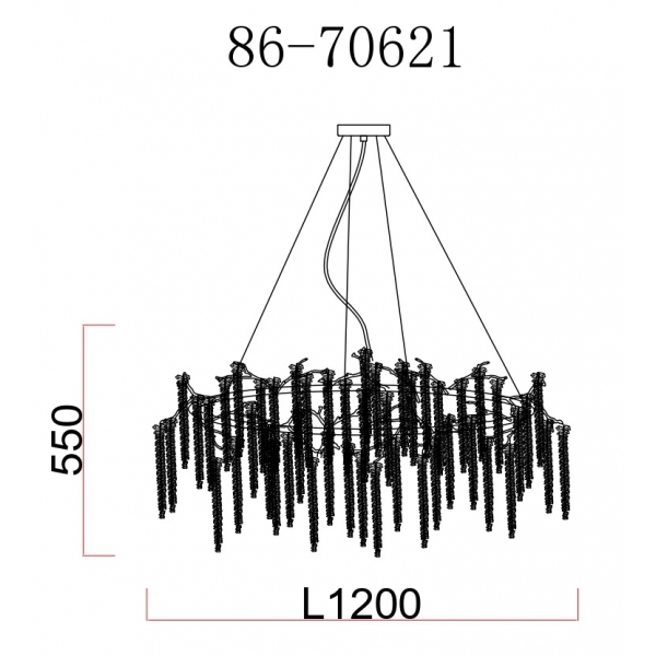 86-70621 Люстра 120*45см, металл цвет серебро