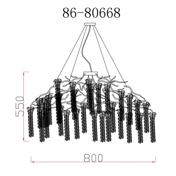 86-80668 Люстра d.80*45 см, металл цвет золото
